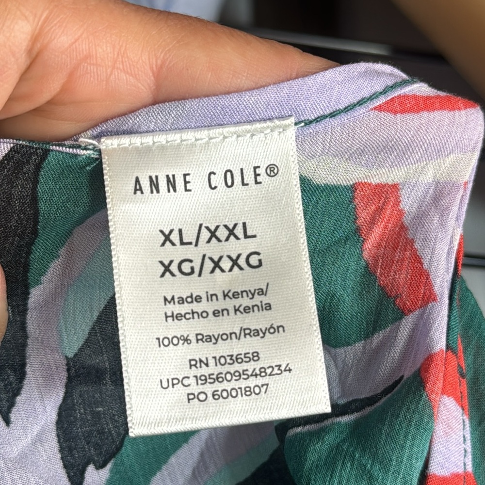 Anne Cole Green and Pink Swim Coverup with Bell Sleeves Xl/XXl - Picture 5 of 7